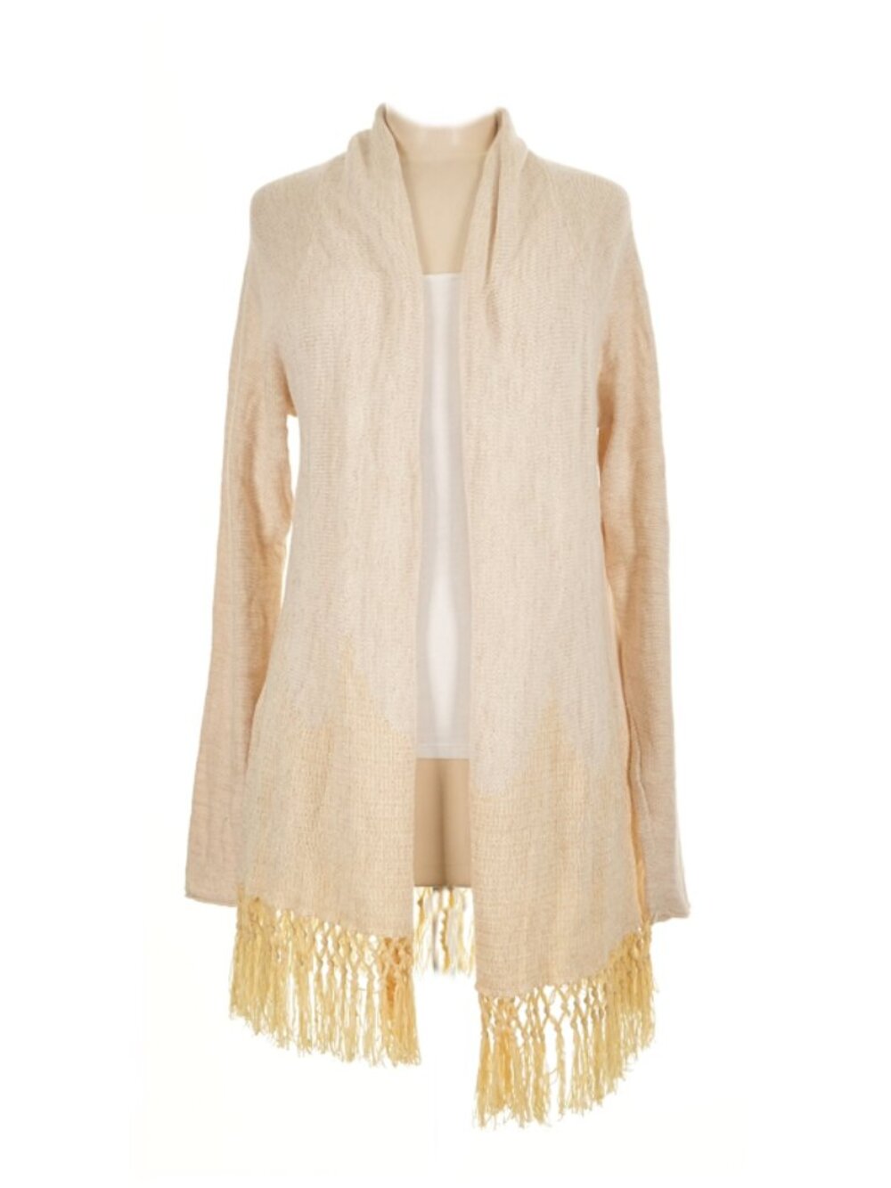 Lilly Pulitzer Tatum Long Fringe Hem Cardigan – Gold Metallic Large